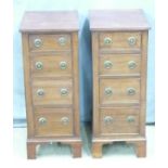 Pair of small mahogany bedside or collector's chests of four graduated drawers, W 33 x D 43 x H 79.