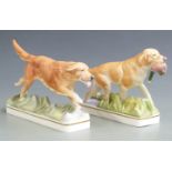 Two Doris Linder for Royal Worcester sporting dogs, Golden Retriever and Yellow Labrador, tallest