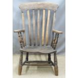 Elm seated high back Windsor armchair