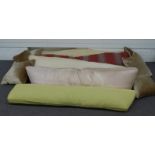 Four large window seat cushions and further cushions