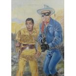 Walt Howarth watercolour for a Lone Ranger and Tonto comic, possibly a pre-production prototype,