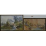 Two Victorian Somerset interest watercolours, one titled 'Junction of the rivers Parrett and Tone,