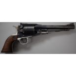 Ruger Old Army .44 six shot single action revolver with monogrammed wooden grips, engraved frame and