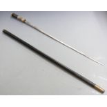 WITHDRAWN Anglo-Indian sword stick with bone inlaid handle, 63cm blade