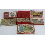 Five vintage wooden jigsaws including Victory, Tuck's and Zig Zag together with an Airfix Robins