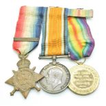 British Army WW1 medals comprising 1914 'Mons' Star with 5th August - 22nd November 1914 clasp named