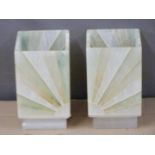 A pair of Art Deco style alabaster electric table lamps, H19cm