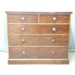 Victorian mahogany chest of two over three graduated drawers, W122 x D53 x H105cm