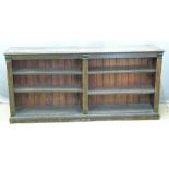 A 19thC stained pine / ash bookcase with adjustable shelves, W187 x D39 x H89cm