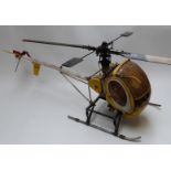 Morley Hughes 300C model radio control helicopter powered by an OS 40 engine, overall length 136cm