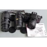 Canon EOS 750 SLR camera with Canon zoom lens EF 35-70mm 1:3.5-4.5A, Canon zoom lens EF 100-200mm