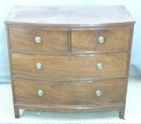 A 19thC mahogany bow fronted chest of two over two graduated drawers, W98 x D50 x H87cm