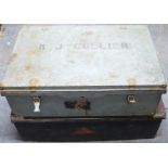 Two metal chests, largest W90 x D47 x H31cm