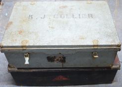 Two metal chests, largest W90 x D47 x H31cm