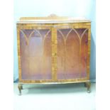 A glazed walnut display cabinet, W120 x D38 x H126cm