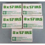 One-hundred RWS 8x57 IRS unprimed centre-fire rifle cartridges, all in original boxes PLEASE NOTE