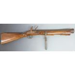 Flintlock ship's blunderbuss with tilt and swivel deck mount, lock stamped 'Tower', brass trigger