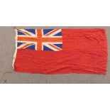 Red Ensign flag with Union Jack in corner, possibly Merchant Navy, 85cm x 160cm