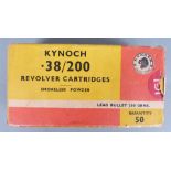 Nineteen Kynoch .38/200 revolver cartridges together with 15 empty cases, in original box PLEASE