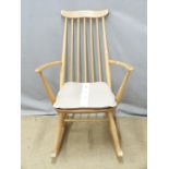 Ercol small light elm rocking chair, H90cm