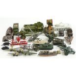 Twenty-five Dinky Toys, Britains, Solido and similar diecast model military vehicles together with