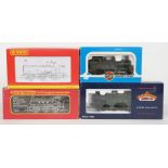 Four 00 gauge GWR tank locomotives Bachmann Class 55XX 6606 32-075B, Airfix Class 1400 54152-7 and