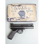 Webley Mk 1 .177 air pistol with chequered composite grips, serial number 61492, in original box.