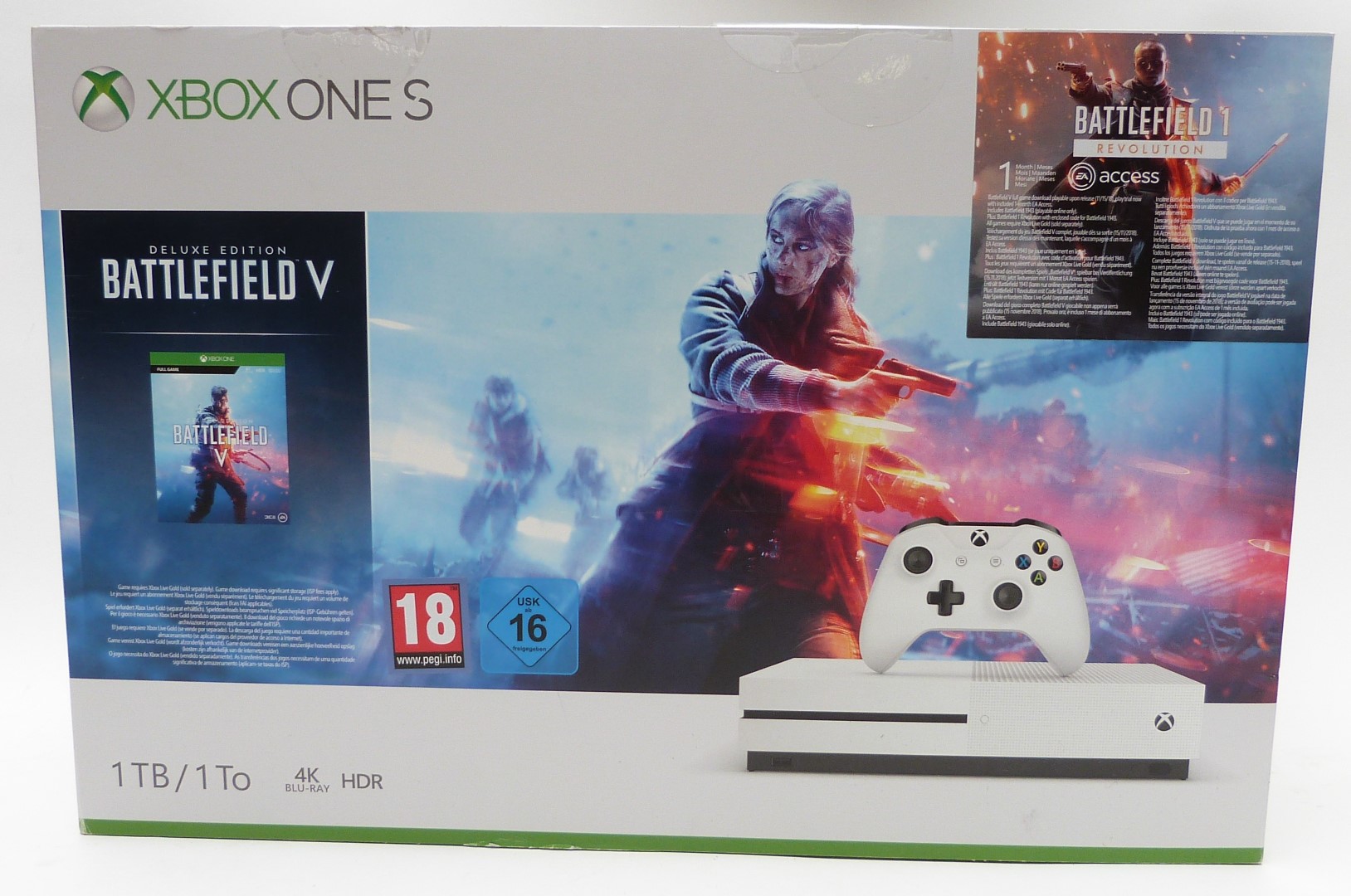 Microsoft Xbox One S 1TB video games console, in original box.