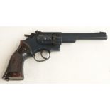 Crosman Model 38T six-shot double action .22 revolver air pistol with chequered grips, serial number