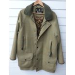 Barbour 'Double Twist' Merino wool gentleman's tweed field coat, size L