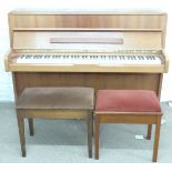 Yamaha upright overstrung piano together with two stools, serial no. on action frame C2557272 W141 x