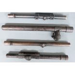 Four vintage rifle scopes or gun sighting telescopes including one marked 'Aldis Brothers Ltd Gun