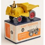 Dinky Toys diecast model Dumper Truck with yellow body and red hubs, 562, in original box.