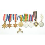 British Army medal group and ephemera comprising WW1 1914 'Mons' Star with rosette named to 5823