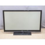 Large LG flatscreen television and remote, W117 x H79cm