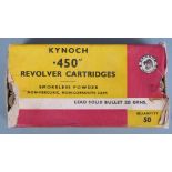 Eighteen Kynoch .450 and nine .455 revolver cartridges, in Kynoch box PLEASE NOTE THAT A VALID