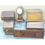 A collection of mostly 19thC wooden boxes including carved, inlaid and a Victorian Gothic Revival