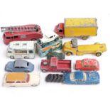 Eleven Corgi, Dinky and Matchbox diecast model vehicles including Heinz Bog Bedford lorry, Leyland
