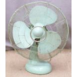 Vintage / retro three speed 'Silver Desk Fan' by the Silver Mfg Co, height 58cm, diameter 47cm