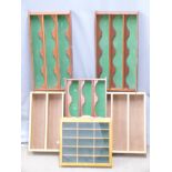 Five sets of display shelves, largest 79 x 40cm