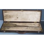 A wooden muzzle loading shotgun case with fitted interior, 74 x 24 x 6.5cm