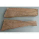 Two walnut shotgun or rifle stock blanks, largest 44cm long.