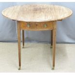 19thC mahogany Pembroke table with cross banded detail, W75 x D92 x H71cm