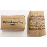 Two WW1 German unopened field dressings, both stamped 1918