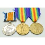 British Army three WW1 medals comprising War Medal named to 20381 Pte A Jones, Worcester Regiment