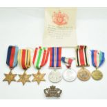 British Army WW2 medals comprising 1939/1945 Star, Africa Star, Italy Star, War Medal and Special