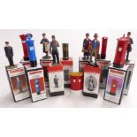 Twelve The Post Office Historical Miniatures 1:19 scale diecast model figures and post boxes, all