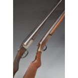 Two 12 bore shotguns one Harrington & Richardson Model 1908 with semi-pistol grip and 30 inch