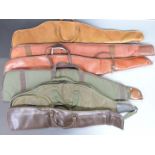 Six padded and wool or fleece lined shotgun or rifle gun slips, all with shoulder straps.