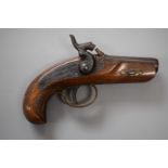 .44 percussion hammer action Derringer pistol with 'Derringer Philadelphia' to the lock, engraved